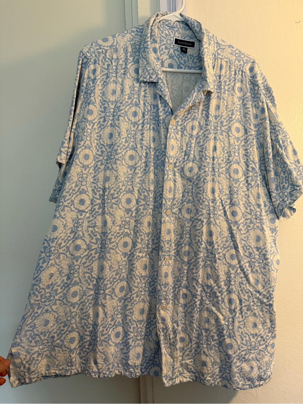 Club Room Blue & White Floral Medallion Button-Up Shirt